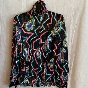 Colorful Paisley and Zigzag silk Blouse